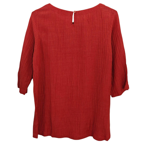 Soft Surroundings Oceo Crinkle Gauze Tunic Top Size Large 3/4 Sleeve Beachy Boho - Picture 5 of 7